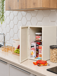 Ivory Cream metal pantry organiser cabinet for small kitchen countertop
